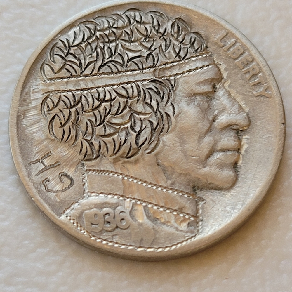 Hobo Nickel Carved On Buffalo Nickel - GH 1936